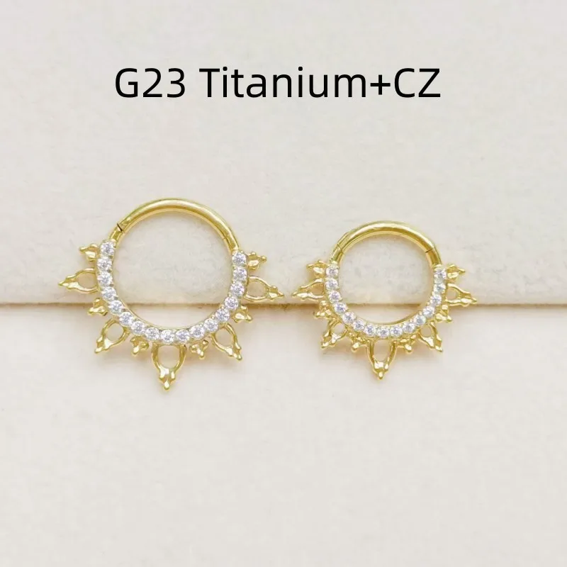 

10pcs G23 ASTM F136 Titanium New Shine CZ Nose Hoop Septum Clicker Ring Earring Lip Ear Tragus Helix Cartilage Body Piercing