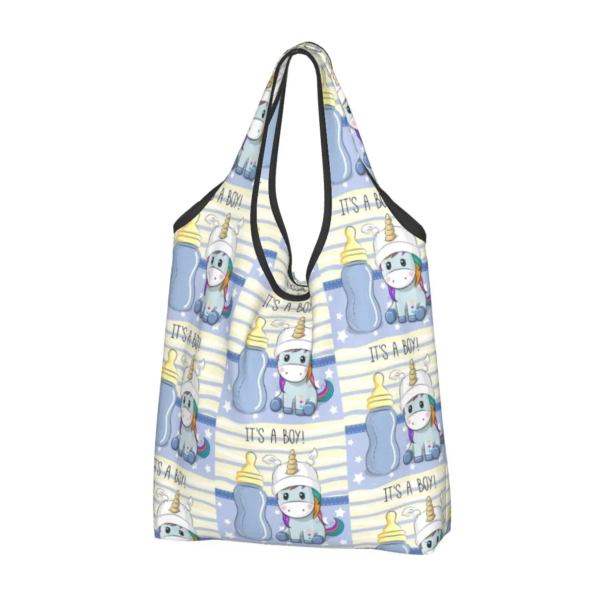 

Reusable Unicorn With Feeding Bottle Shopping Bag Women Tote Bag Portable Cute Cartoon Grocery Shopper Bags