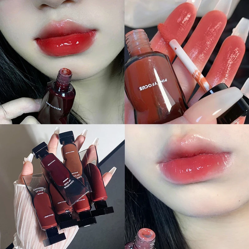 

Black Mirror Water Lip Glaze High Gloss Moisturizing Sexy Red Lip Tint Lipstick Makeup Longlasting Color Non-stick Cup Lip Gloss