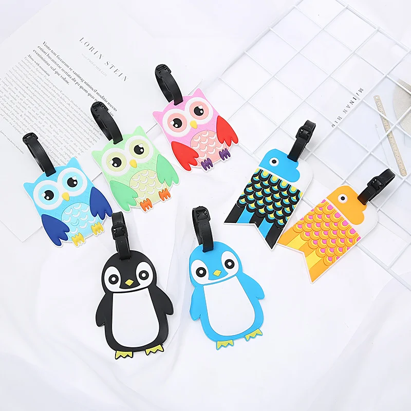 

Creative Cute Luggage Tag Cartoon Owl Pengui Suitcase ID Address Holder Baggage Boarding Tags Portable Label Travel Accessories