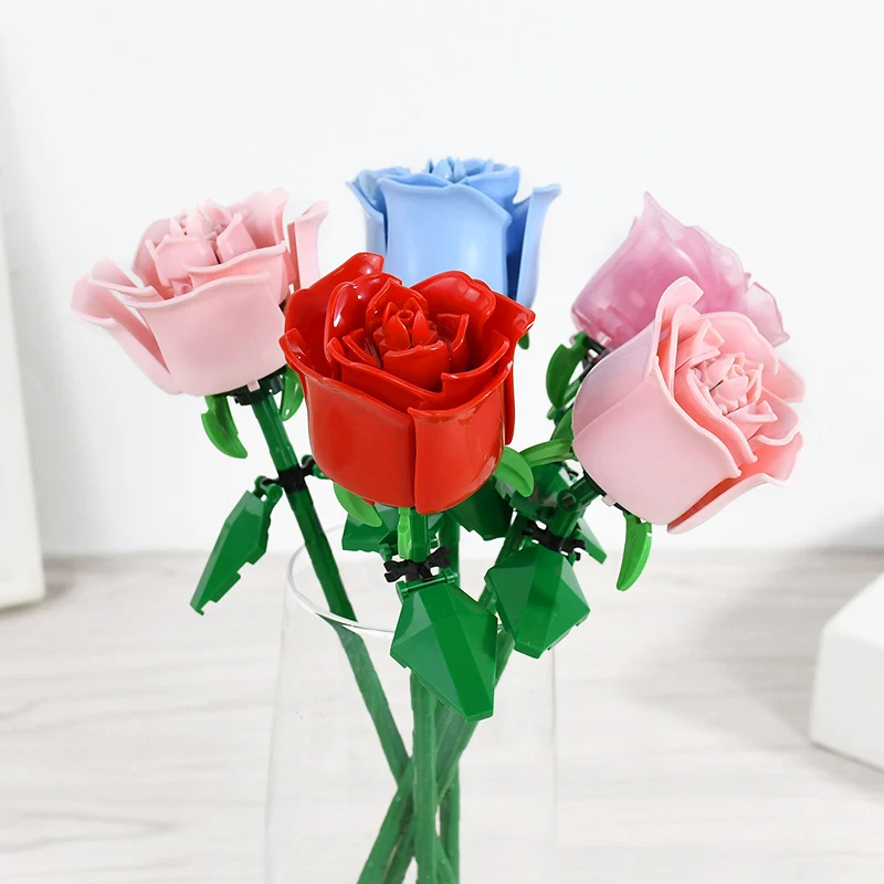 

Romantic Rose Flower Bouquet Building Block Eternal Model Assembly Mother's Day Gift Children's Puzzle Toys