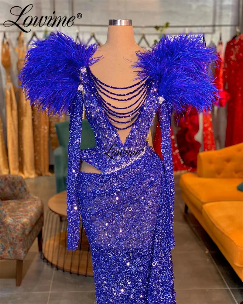 Feathers Long Royal Blue Evening Dresses Mermaid Beading Tassel Crystals Woman Robes De Soirees Dubai Arabic Party Dress Custom
Feathers Long Royal Blue Evening Dresses Mermaid Beading Tassel Crystals Woman Robes De Soirees Dubai Arabic Party Dress Custom