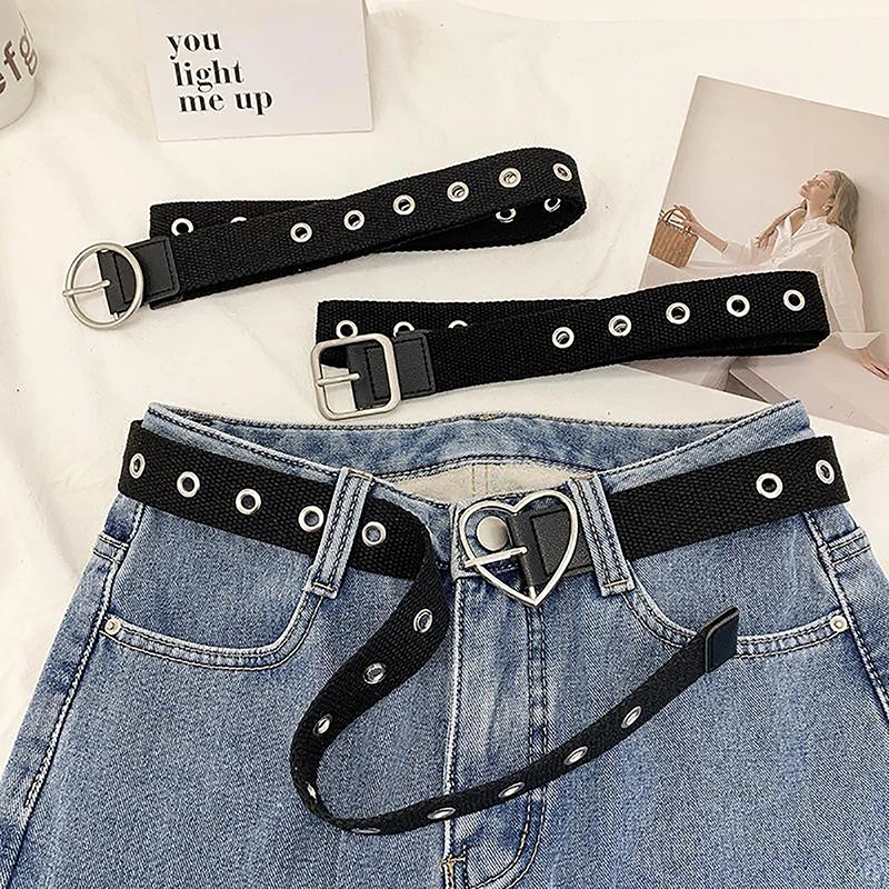 Alloy Heart Square Round Buckle Hollow Unisex Belt Versatile Decorative Canvas Jeans Women's Belt Fashion Ins Style Black Belt
Alloy Heart Square Round Buckle Hollow Unisex Belt Versatile Decorative Canvas Jeans Women's Belt Fashion Ins Style Black Belt