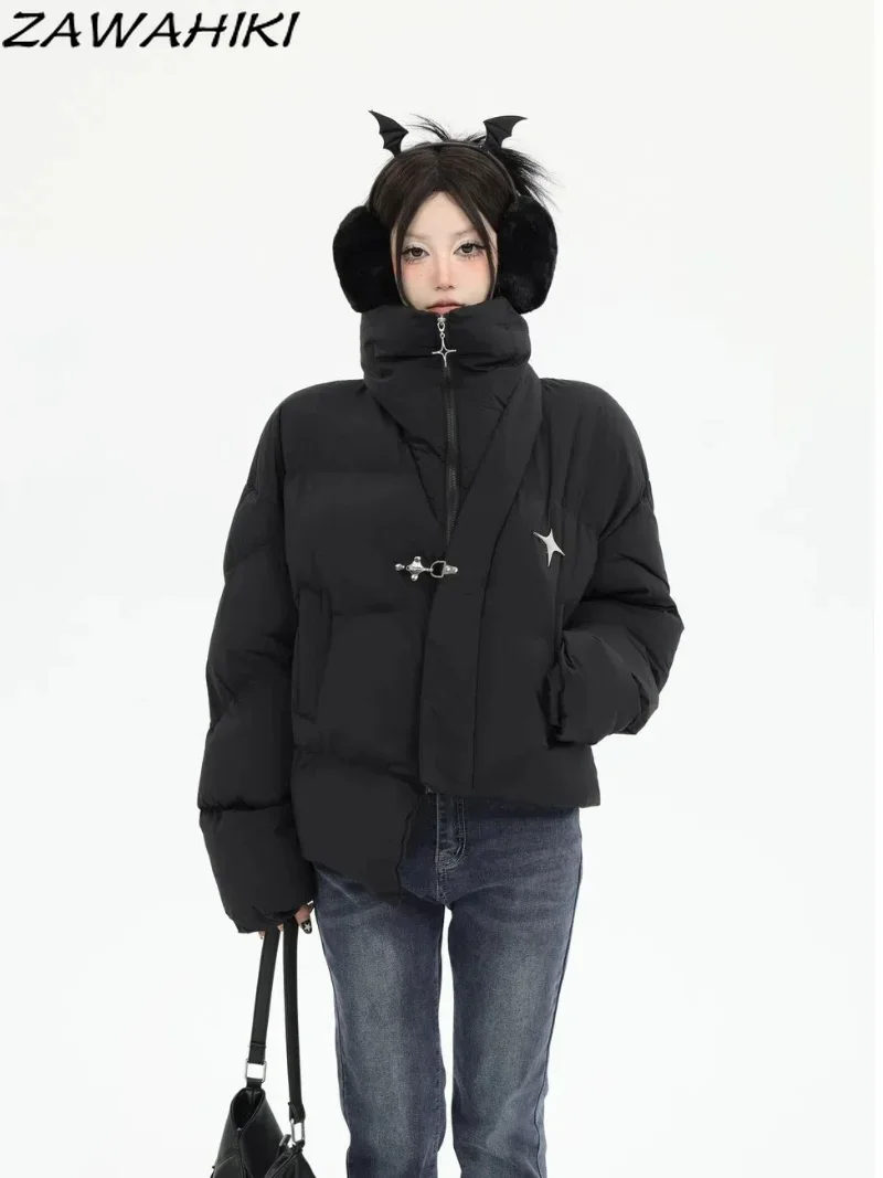 Women's Clothing Black Down Jackets Stand Collar Fashion Baggy Thicken Warm Female Zip-up Cotton Padded Short Outwear Winter
Women's Clothing Black Down Jackets Stand Collar Fashion Baggy Thicken Warm Female Zip-up Cotton Padded Short Outwear Winter