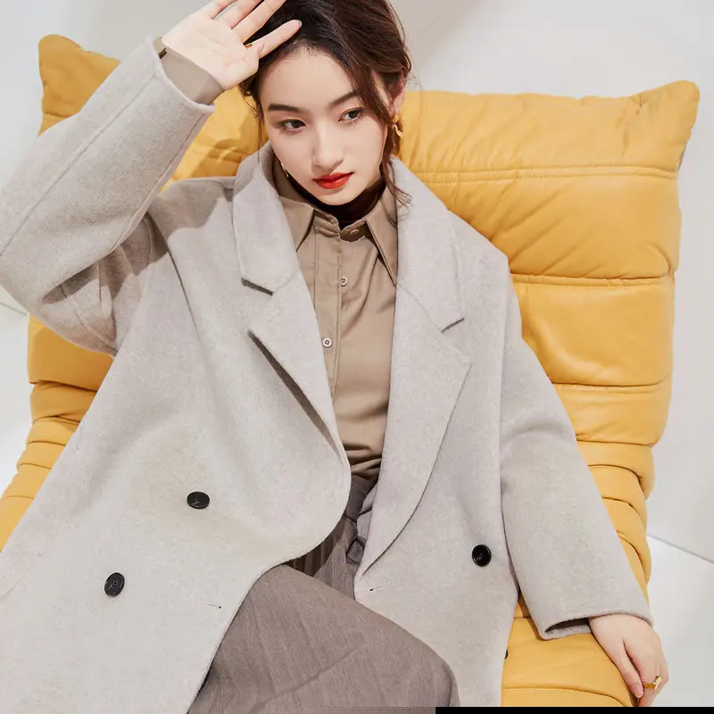 

Autumn And Winter New Double-Sided Wool Coat For Women's Korean Version, Loose And Stylish Design, Extended Woolen Coat Jacket