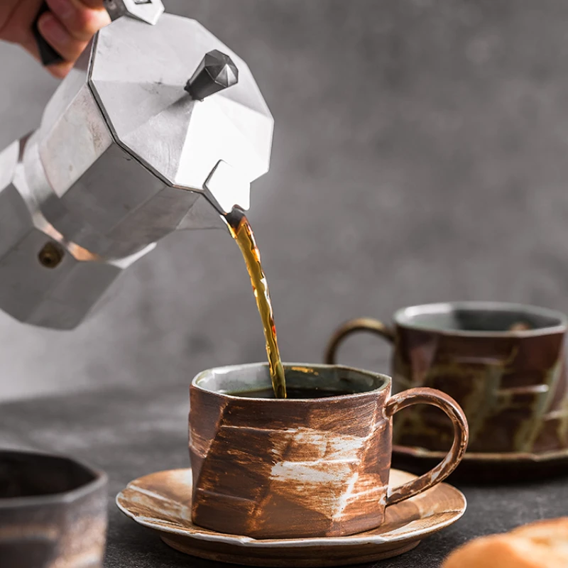200ml Coarse Pottery Handmade Coffee Cup and Plate Set Japanese Simple Ceramic Tea Cup Set
200ml Coarse Pottery Handmade Coffee Cup and Plate Set Japanese Simple Ceramic Tea Cup Set
