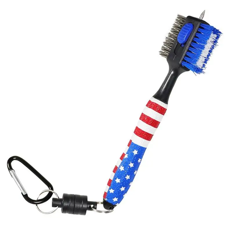 

Golf Club Head Cleaner Golf Club Scrubber Brush Non-Slip Handle Groove Cleaner Retractable Nail Head Magnetic Carabiner Outdoor