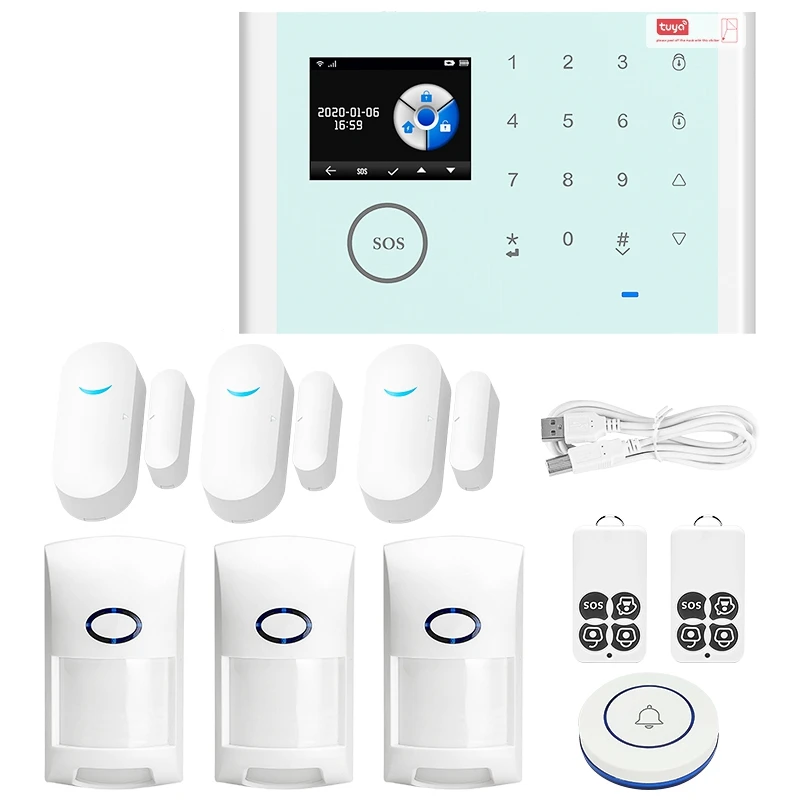 

Retail Intelligent Wifi GSM Alarm System Home Burglar Alarm Wireless & Wired Detector Tuya APP Control Compatible Alexa