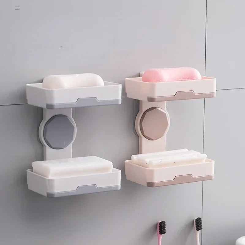 Creative rotary soap box with double layer drawers without punching, drainage, bathroom, two way wall mounted
Creative rotary soap box with double layer drawers without punching, drainage, bathroom, two way wall mounted