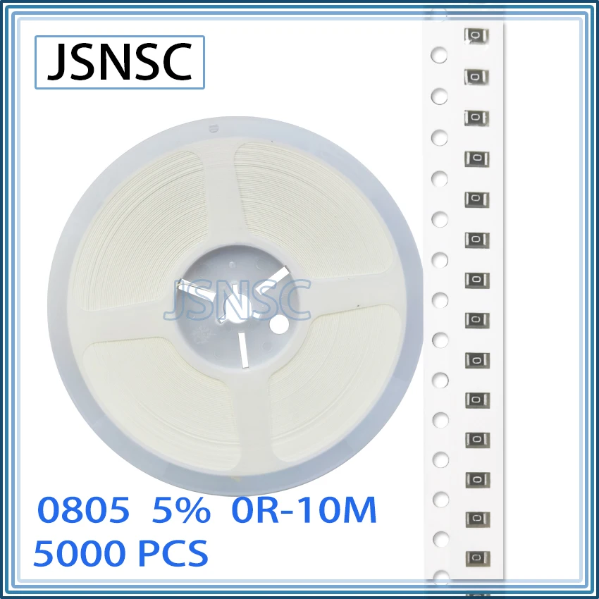 

JSNSC 0805 J 5% 5000 шт. чип 0R-10M smd 2012 резистор 0R 10R 100R 1K 4,7 K 10K 22K 30K 47K 51K 56K 75K 82K 100K 200K 470K 510K 56