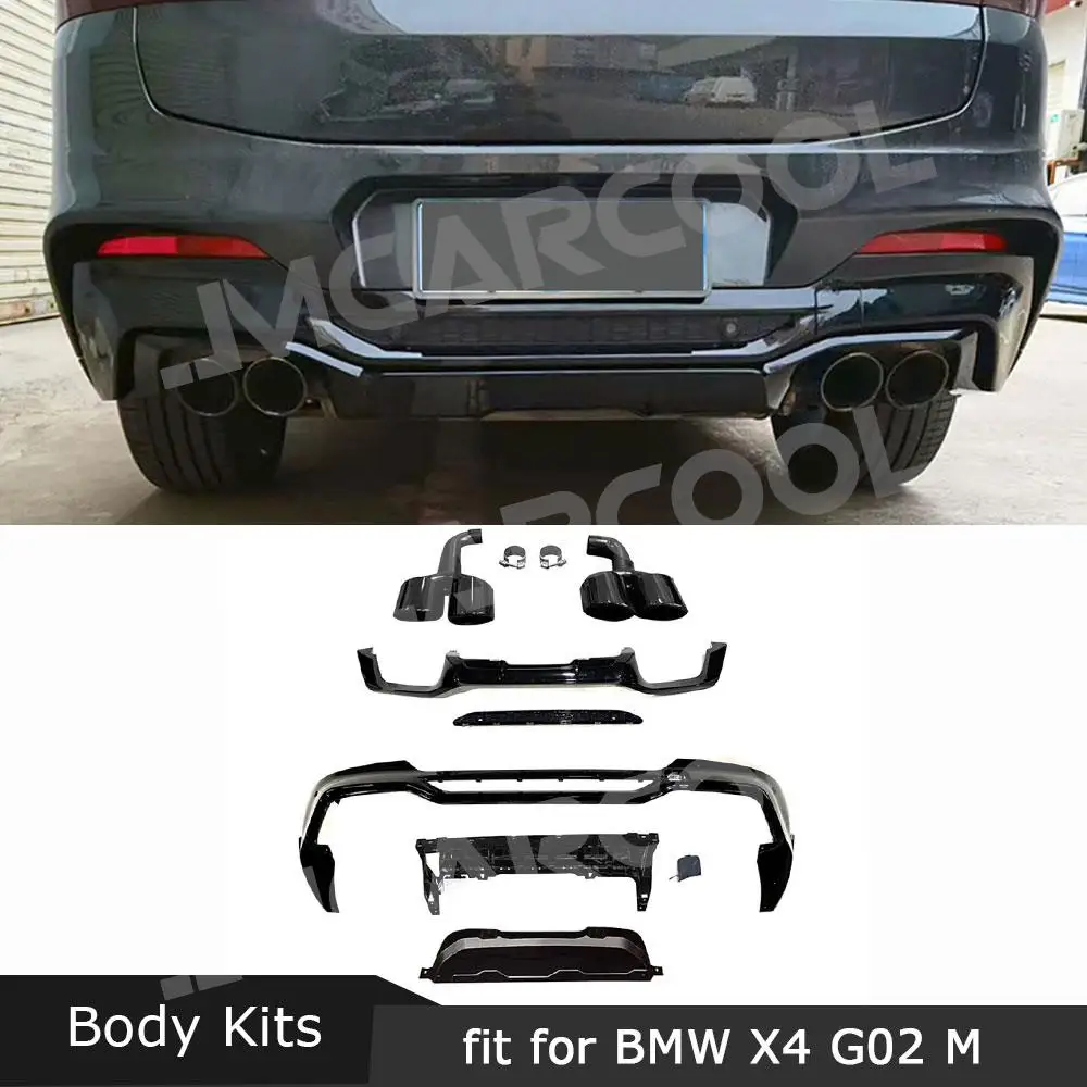 Rear Bumper Diffuser Lip Spoiler With Stainless Steel Exhaust Tips for BMW X4 G02 M Sport 2019-2021 ABS Gloss Black
Rear Bumper Diffuser Lip Spoiler With Stainless Steel Exhaust Tips for BMW X4 G02 M Sport 2019-2021 ABS Gloss Black