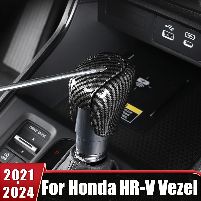 

ABS Carbon Fiber For Honda HR-V HRV XR-V XRV Vezel 2021 2022 2023 2024 Car Gear Head Shift Knob Cover Trim Sticker Accessories