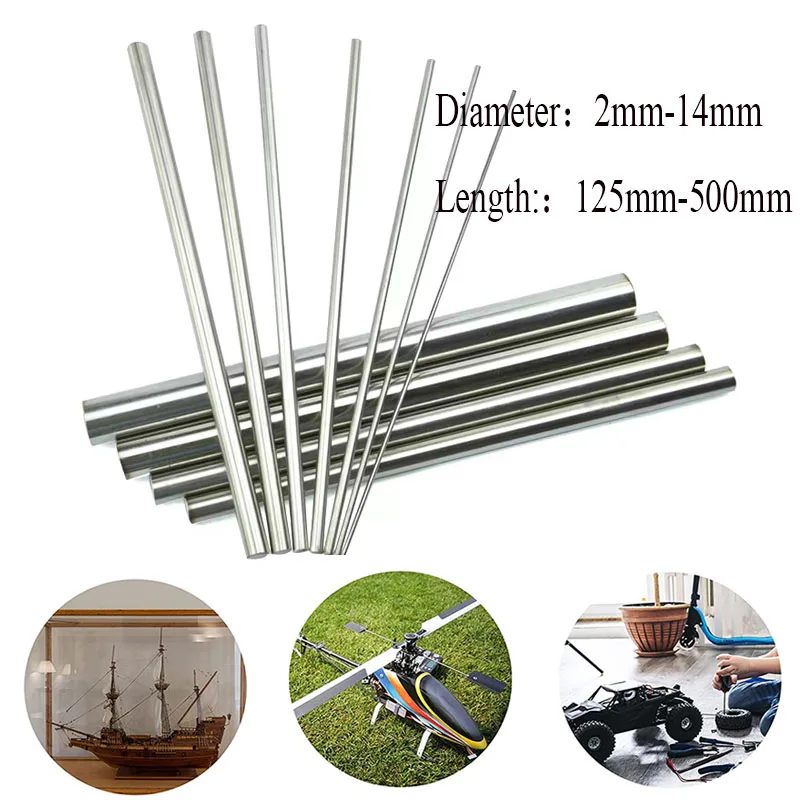 

304 Stainless Steel Rod 2mm 2.5mm 3mm 4mm 5mm 6mm 8mm 10mm 14mm linear shaft metric round rod 125mm 200mm 250mm 330mm 500mm Long