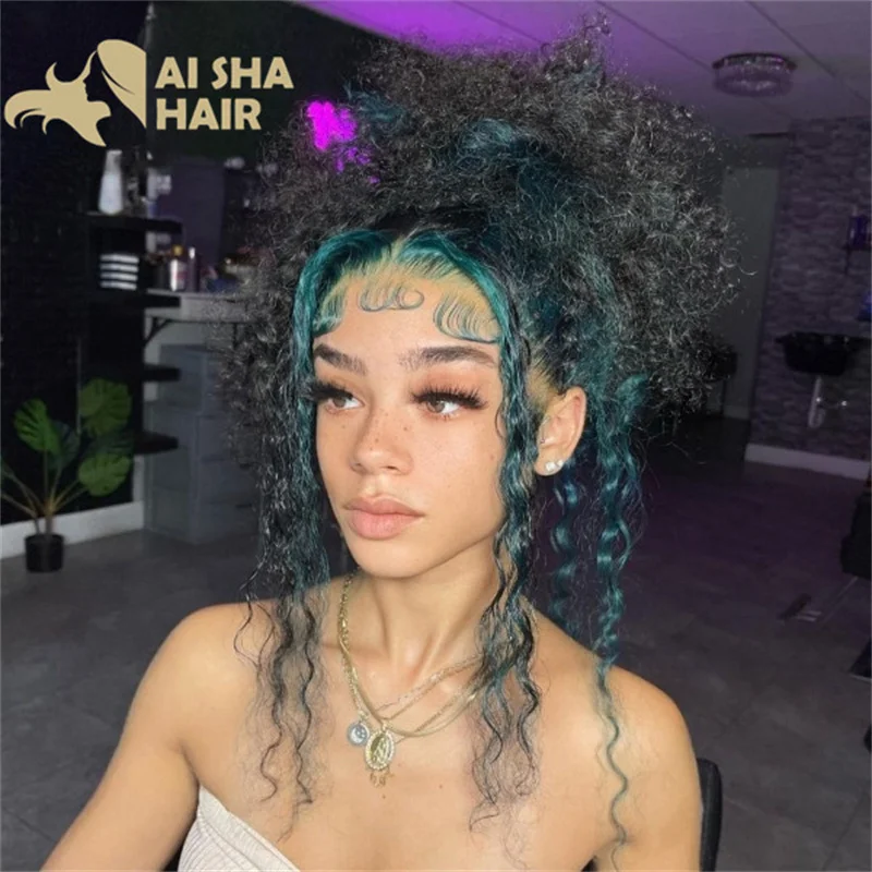 150% Colored Highlight Green Wig Remy Human Hair Wig 13x4 Lace Frontal Wig For Women Brazilian Afro Kinky Curly Lace Part Wigs
150% Colored Highlight Green Wig Remy Human Hair Wig 13x4 Lace Frontal Wig For Women Brazilian Afro Kinky Curly Lace Part Wigs