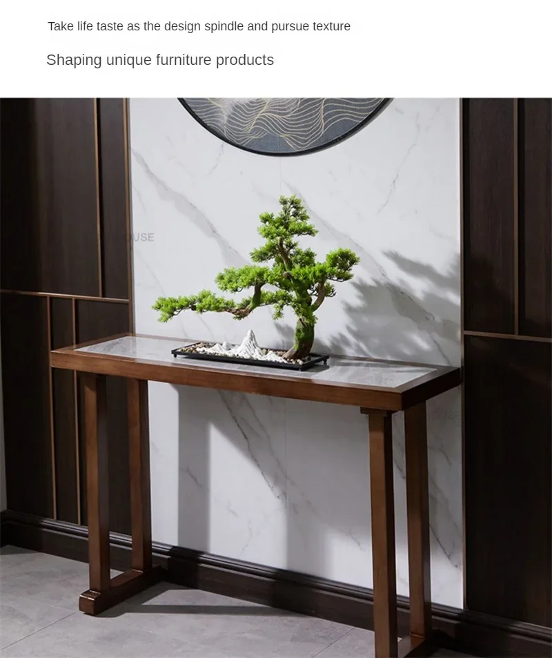 New Chinese Solid Wood Console Tables for Hallway Living Room Console Table Minimalist Light Luxury Corridor Rock Slab Entrance New Chinese Solid Wood Console Tables for Hallway Living Room Console Table Minimalist Light Luxury Corridor Rock Slab Entrance