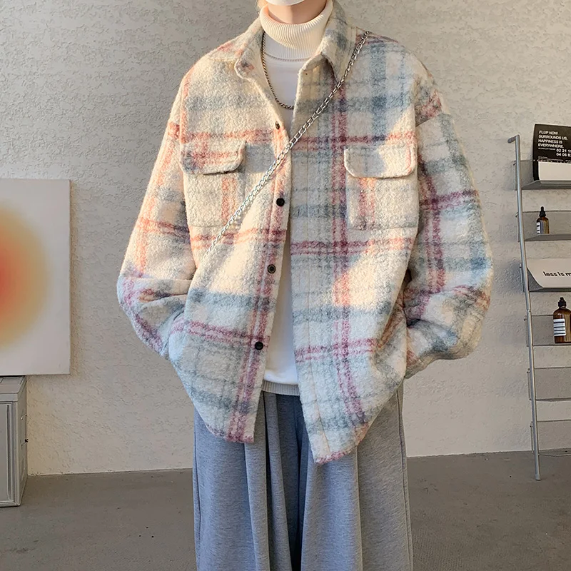 Short Woolen Coat Men Warm Fashion Retro Thickened Woolen Jacket Men Streetwear Korean Loose Plaid Woolen Coat Mens Wool Coat
Short Woolen Coat Men Warm Fashion Retro Thickened Woolen Jacket Men Streetwear Korean Loose Plaid Woolen Coat Mens Wool Coat