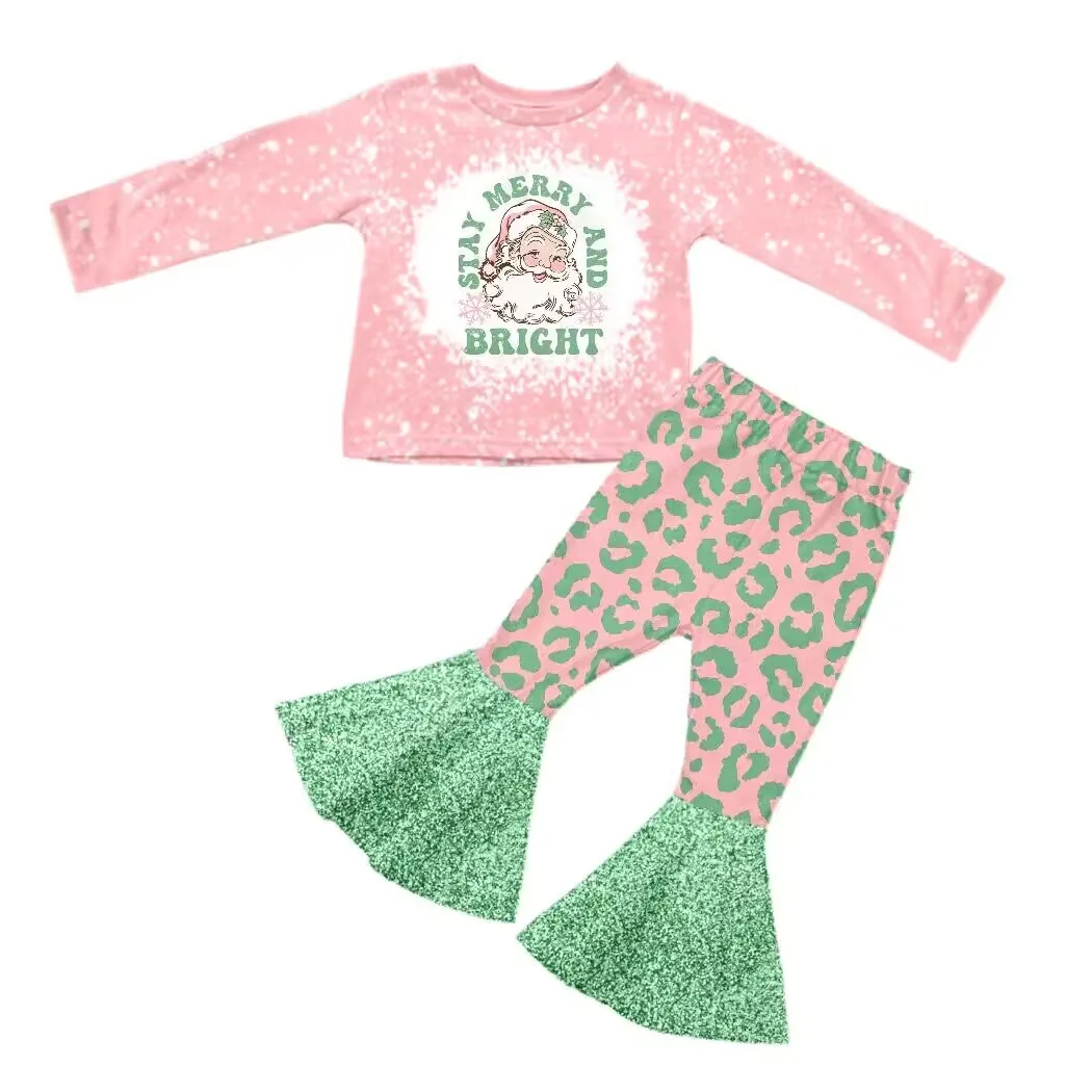 Boutique Christmas Autumn Winter Girls Santa Christmas Tree Pattern Bleached Top Leopard Print Flare Green Pants Kids Clothes
Boutique Christmas Autumn Winter Girls Santa Christmas Tree Pattern Bleached Top Leopard Print Flare Green Pants Kids Clothes