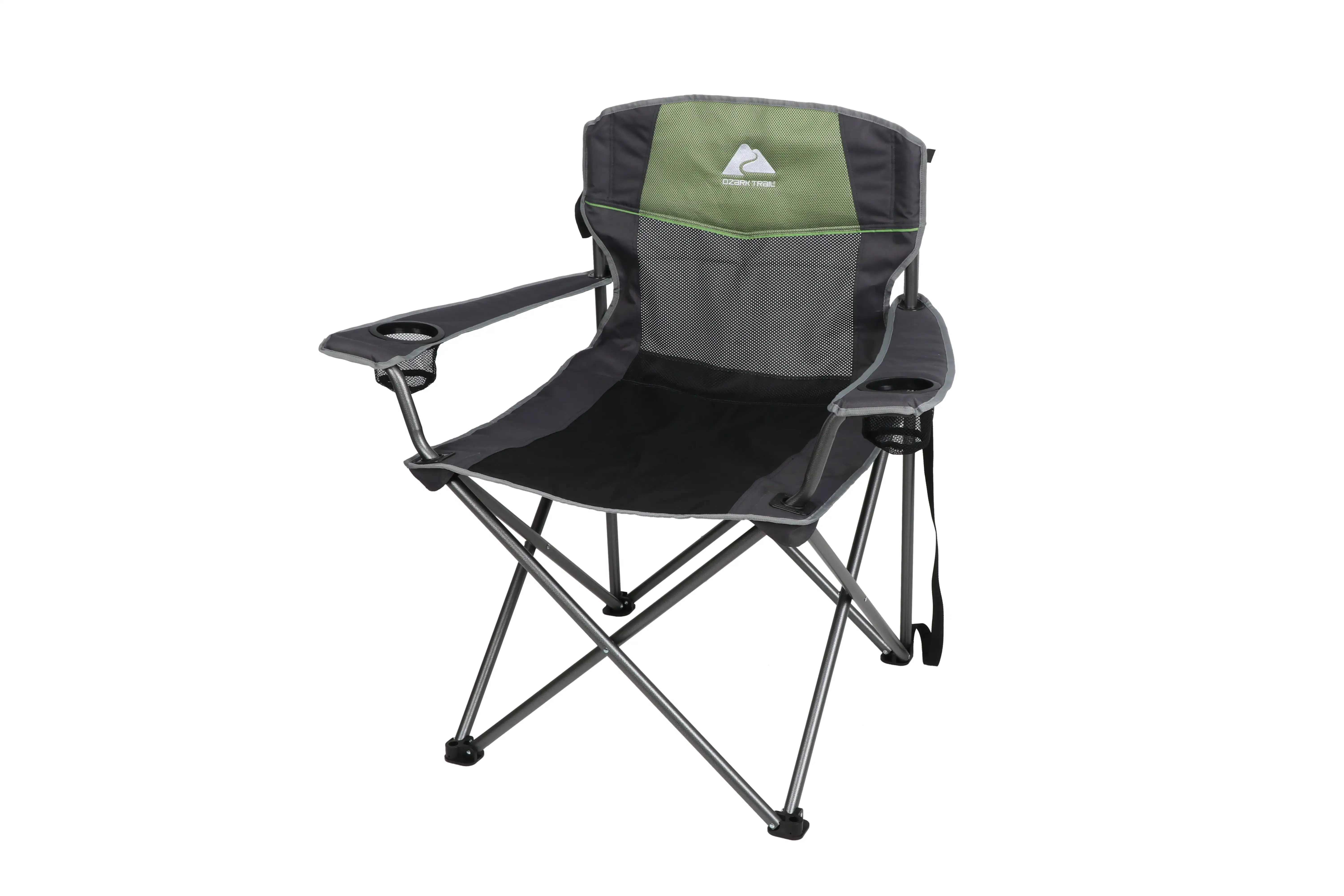 

Ozark Trail Big and Tall Chair with Cup Holders, Green for Outdoor, Adult, Weighs 10lbs