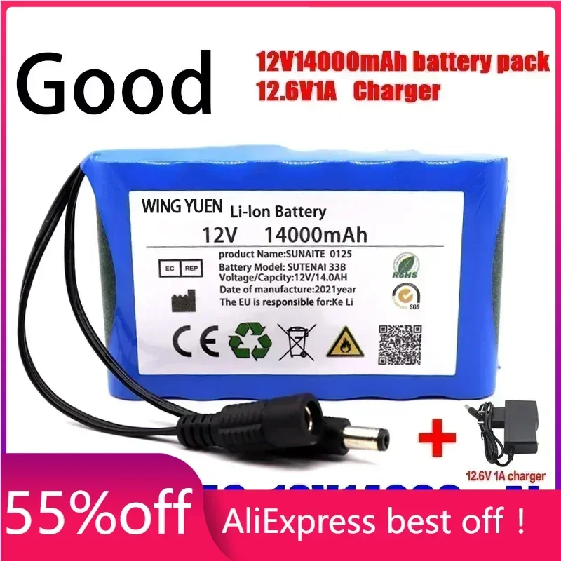 SUTENAI Portable Super 18650 Rechargeable Lithium Ion battery pack capacity DC 12 V 14000 Mah CCTV Cam Monitor +12.6V 1A Charger
SUTENAI Portable Super 18650 Rechargeable Lithium Ion battery pack capacity DC 12 V 14000 Mah CCTV Cam Monitor +12.6V 1A Charger
