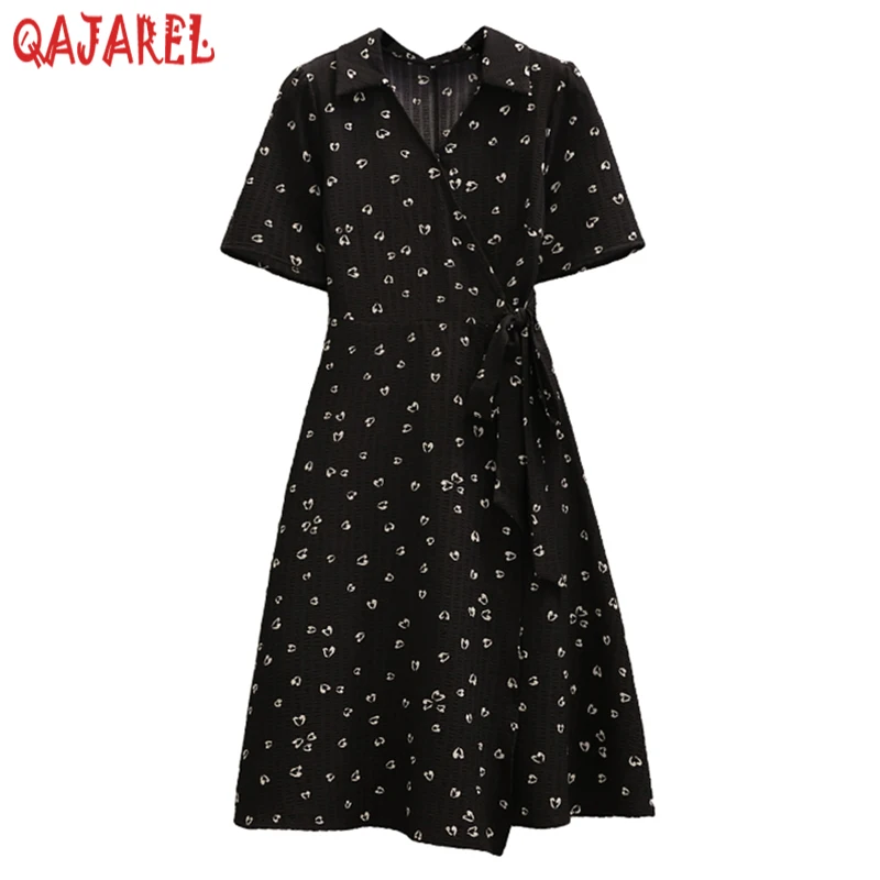 Summer Red Print Chiffon Short Sleeve Polo Collar Midi Dress Women Fashion Chic Office Lady Dress 2023 Black Korean Vintage Robe
Summer Red Print Chiffon Short Sleeve Polo Collar Midi Dress Women Fashion Chic Office Lady Dress 2023 Black Korean Vintage Robe