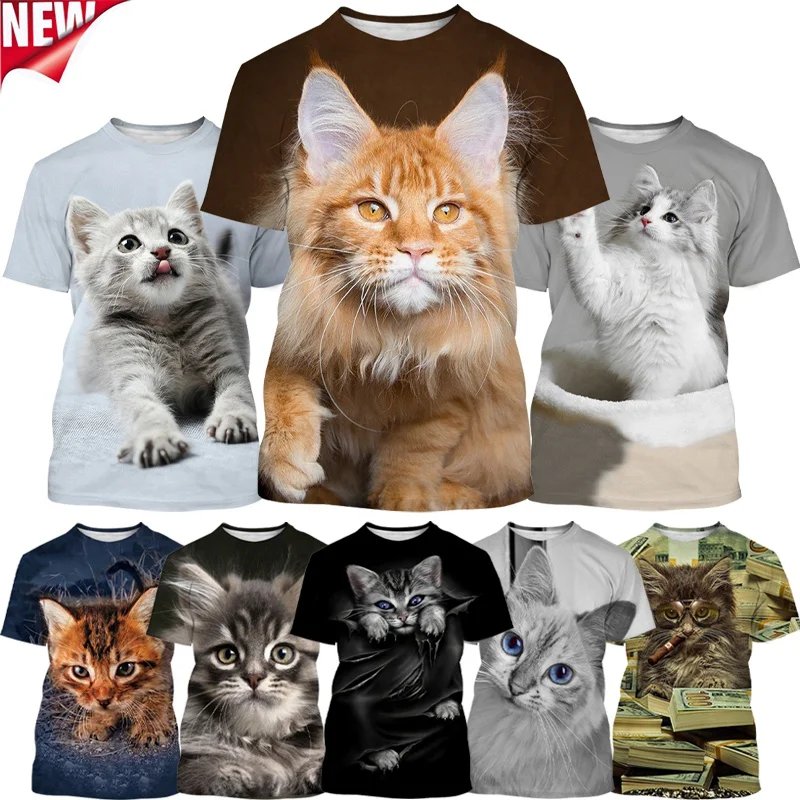 Kawaii Cat Tee Shirts Funny Kids Tops 3D Animal Puss Printed T-shirt Men Round Neck Short-sleeved Pop Streetwear Womens Clothing
Kawaii Cat Tee Shirts Funny Kids Tops 3D Animal Puss Printed T-shirt Men Round Neck Short-sleeved Pop Streetwear Womens Clothing