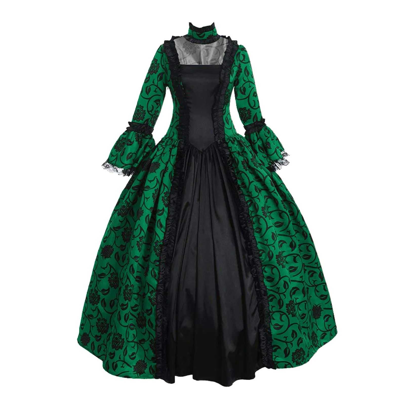 

Plus Size 5XL Steampunk Vintage Women Medieval Dress Gothic Lady Vampire Lace Sleeve Halloween Costume Wholesale Dropshipping
