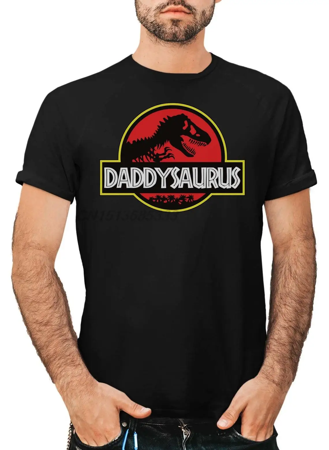 

RETRO DADDYSAURUS T-rex Men Printed T-shirts Dino Fun Fathers Day Gifts Tee Shirts Man Round Neck Oversized Tops Cotton TShirts