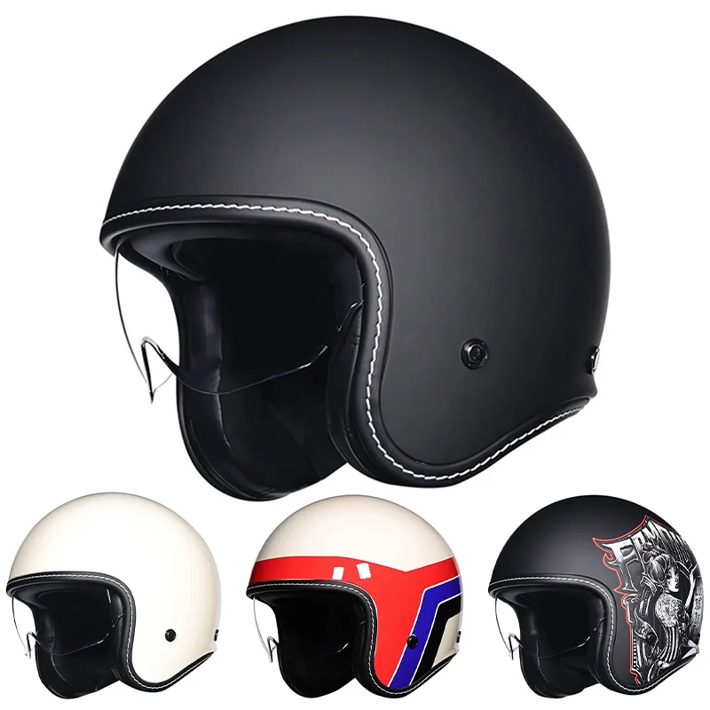 

Jet Helmet Retro Open Face Motorcycle Helmets DOT Men Women 3/4 Open Half Helmet for Moto Pilot Moped Cascos Para Motos