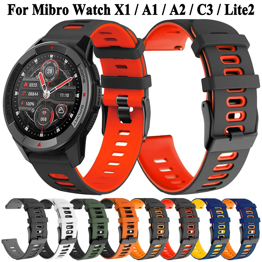 

Ремешок силиконовый для Xiaomi Mibro Watch X1 A1, сменный Браслет для наручных часов Mi Bro Lite2 A2 C3, 22 мм