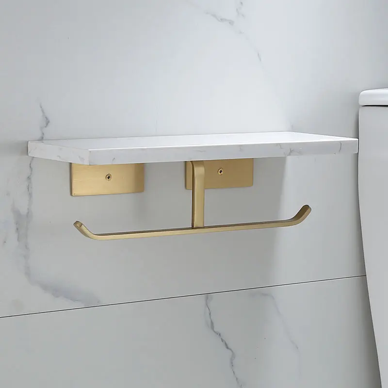 Brass marble toilet paper holder Nordic brushed gold roll paper holder bathroom gold mobile phone shelf light luxury tissue hold
Brass marble toilet paper holder Nordic brushed gold roll paper holder bathroom gold mobile phone shelf light luxury tissue hold