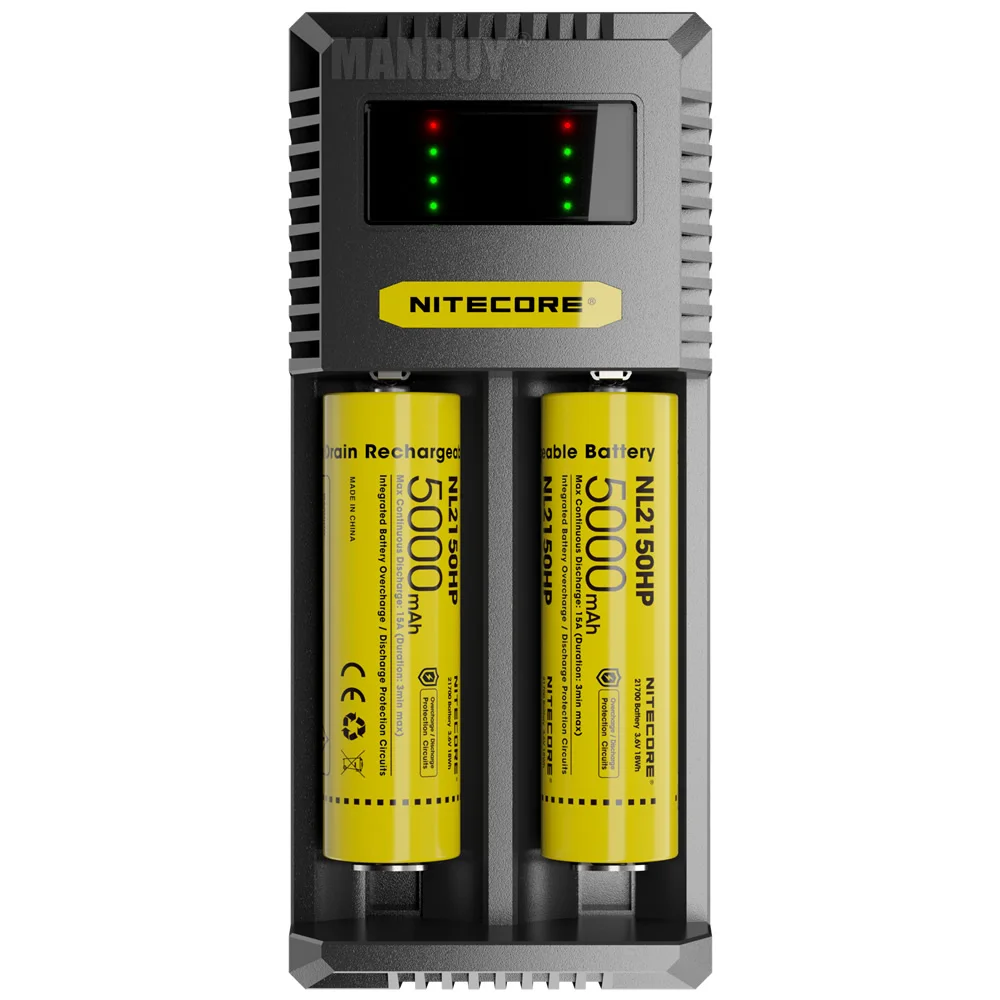

2023 Nitecore CI2 Dual-Slot USB-C Smart Charger for Li-ion Ni-Cd NiMH Batteries 18650 14500 CR123 16340 26500 18350 21700 AAA AA