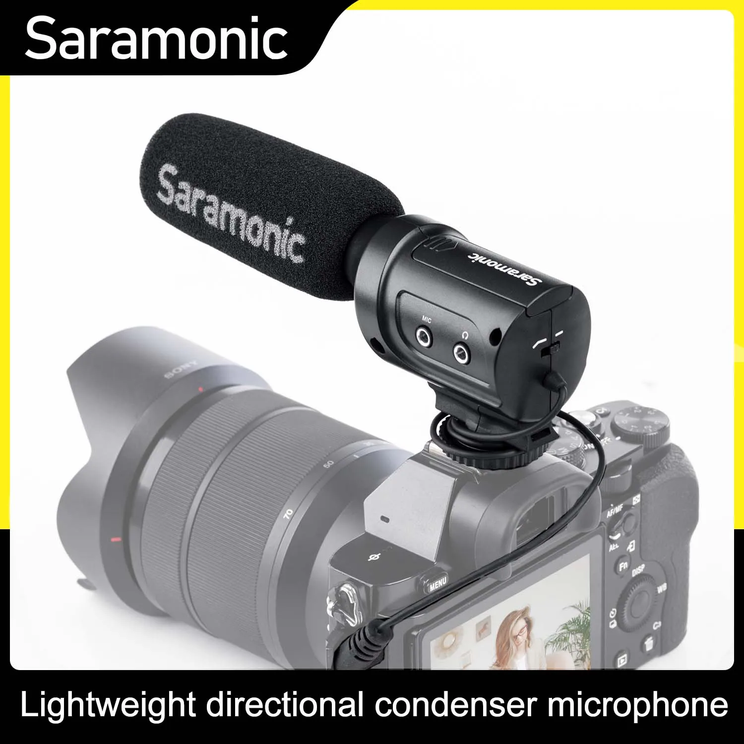 

Saramonic SR-M3 Mini Directional Condenser Microphone with Integrated Shockmount, Switches for DSLR Cameras & Camcorders