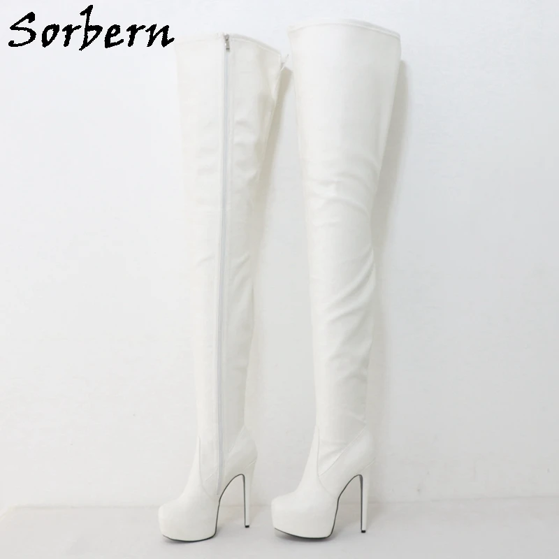 

Sorbern 90Cm Long Women Boots Streched High Heel Stilettos Invisible Platform Open Back Crotch Thigh Boot Custom Fetish Shoes