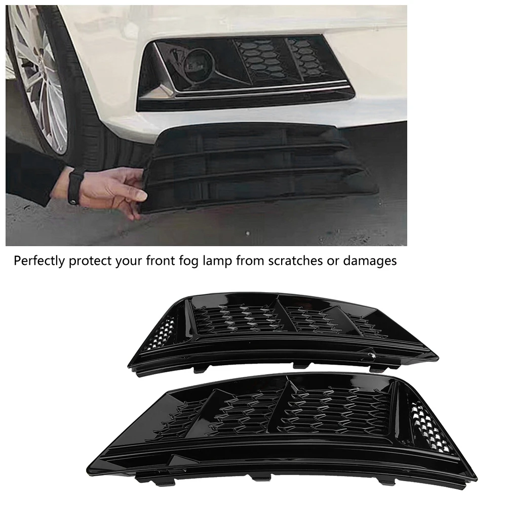 2pcs for S4 Style Front Bumper Fog Light Grilles Glossy Black Durable Fog Light Bezel for Audi A4 B9 2017-2018
2pcs for S4 Style Front Bumper Fog Light Grilles Glossy Black Durable Fog Light Bezel for Audi A4 B9 2017-2018