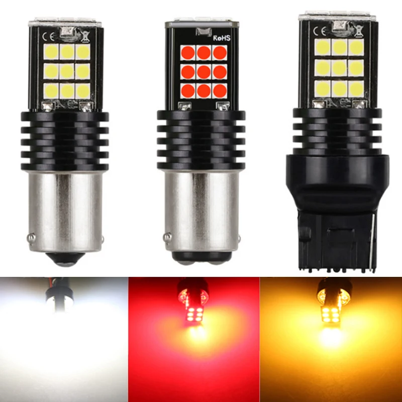 

10pcs S25 1156 BA15S T15 T20 7443 7440 3156 3157 Car LED DRL Turn Signal Light Auto Reverse Backup Brake Lamp 24SMD 3030 DC12V