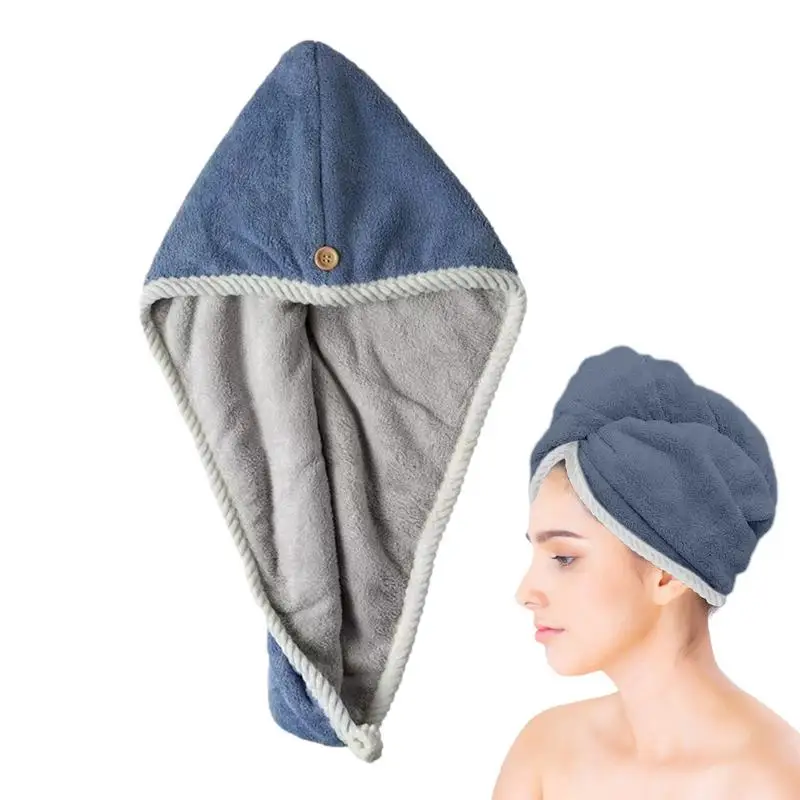 

Полотенце для сушки волос, двухслойный тюрбан для волос, обертка для женщин, абсорбирующие полотенца для головы, Быстросохнущий тюрбан для салона