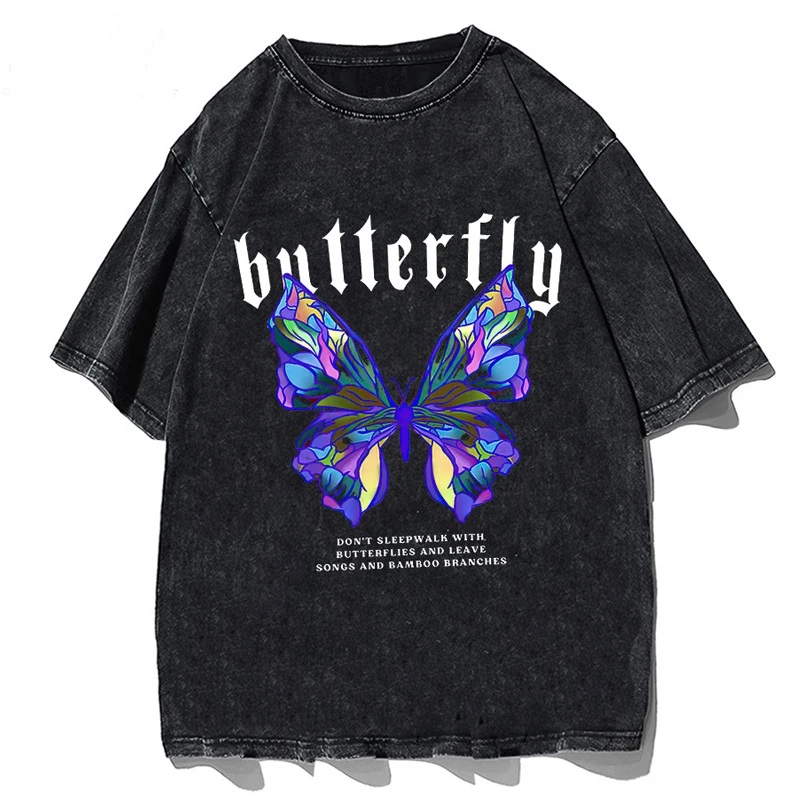 Butterfly Printed T Shirt Men Retro Washed Streetwear Hip Hop Male T-shirts 100% Cotton Tops Tees Harajuku Short Sleeves Tshirt
Butterfly Printed T Shirt Men Retro Washed Streetwear Hip Hop Male T-shirts 100% Cotton Tops Tees Harajuku Short Sleeves Tshirt