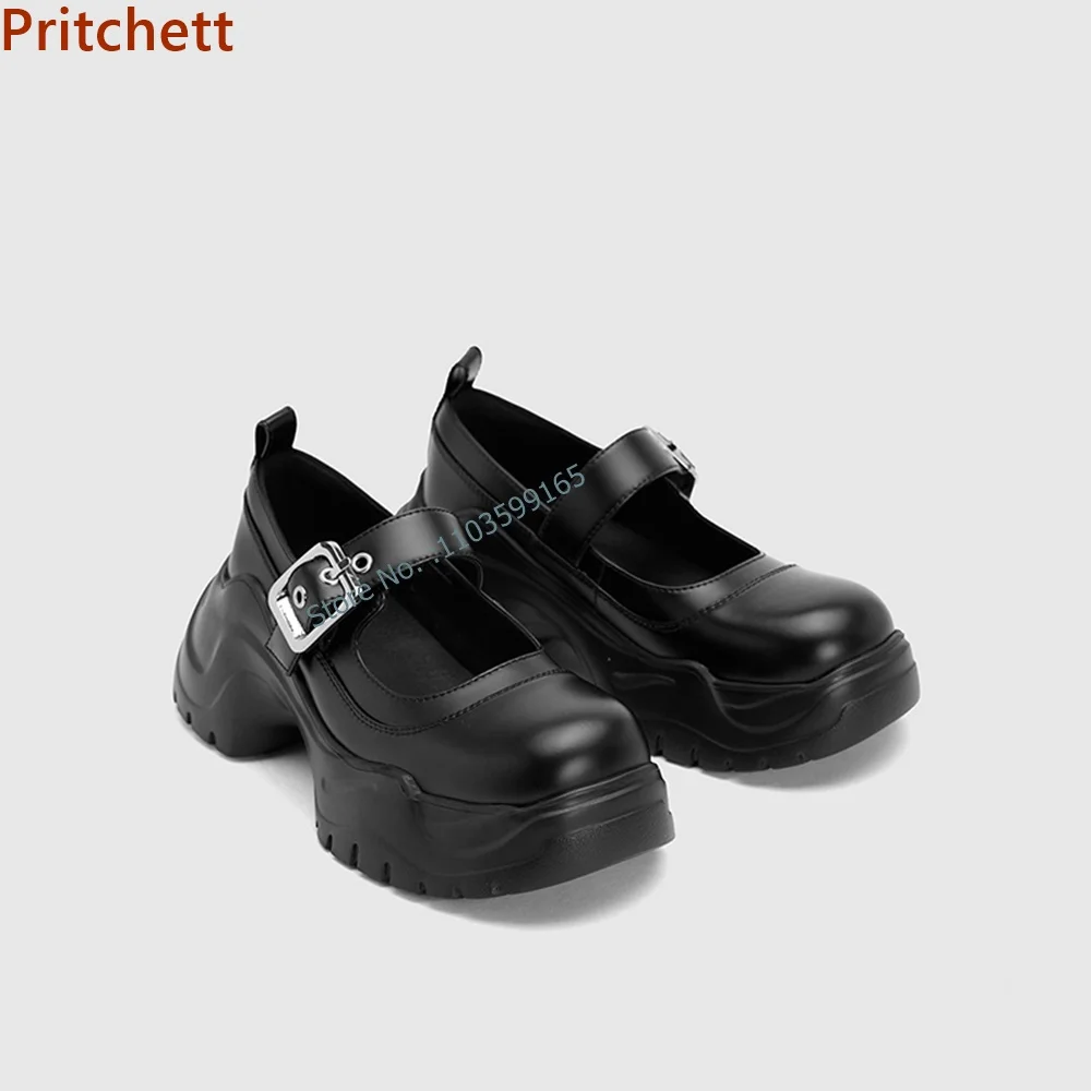 Platform Mary Jane Pumps Round Toe Thick Soled Solid Black Shallow Buckle Strap Leather Shoes British Style Concise Shoes
Platform Mary Jane Pumps Round Toe Thick Soled Solid Black Shallow Buckle Strap Leather Shoes British Style Concise Shoes