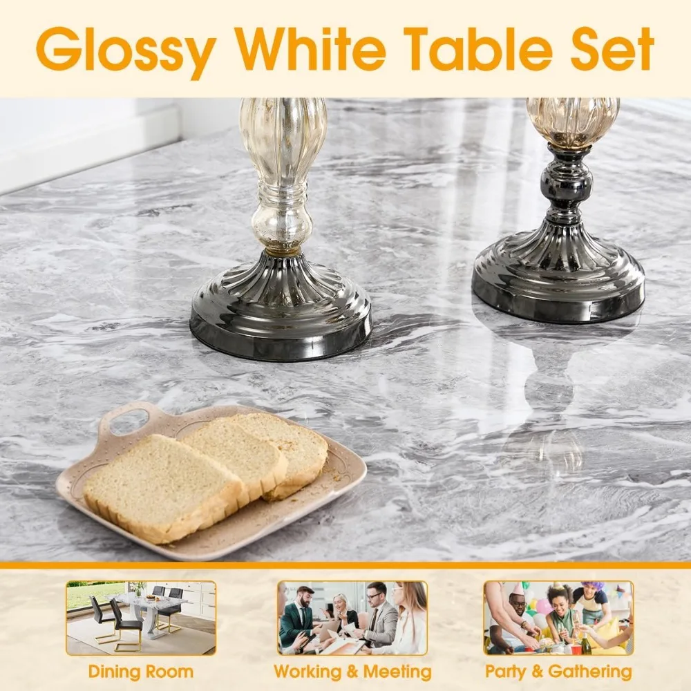 Modern Dining Table Set for 4,Grey Faux Marble Dining Room Table Set for4ļ¼63 Rectangle Kitchen Table Chairs Set of 4 for Dining Modern Dining Table Set for 4,Grey Faux Marble Dining Room Table Set for4ļ¼63 Rectangle Kitchen Table Chairs Set of 4 for Dining