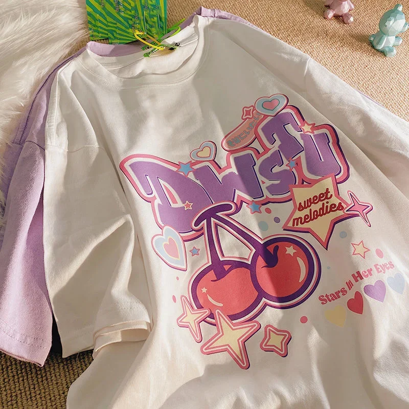 Kawaii Women T Shirt Fruit Print Harajuku Tshirt Loose Short Sleeve Cute Oversized Tee Clothes Y2k Top Anime Graphic T-shirt
Kawaii Women T Shirt Fruit Print Harajuku Tshirt Loose Short Sleeve Cute Oversized Tee Clothes Y2k Top Anime Graphic T-shirt