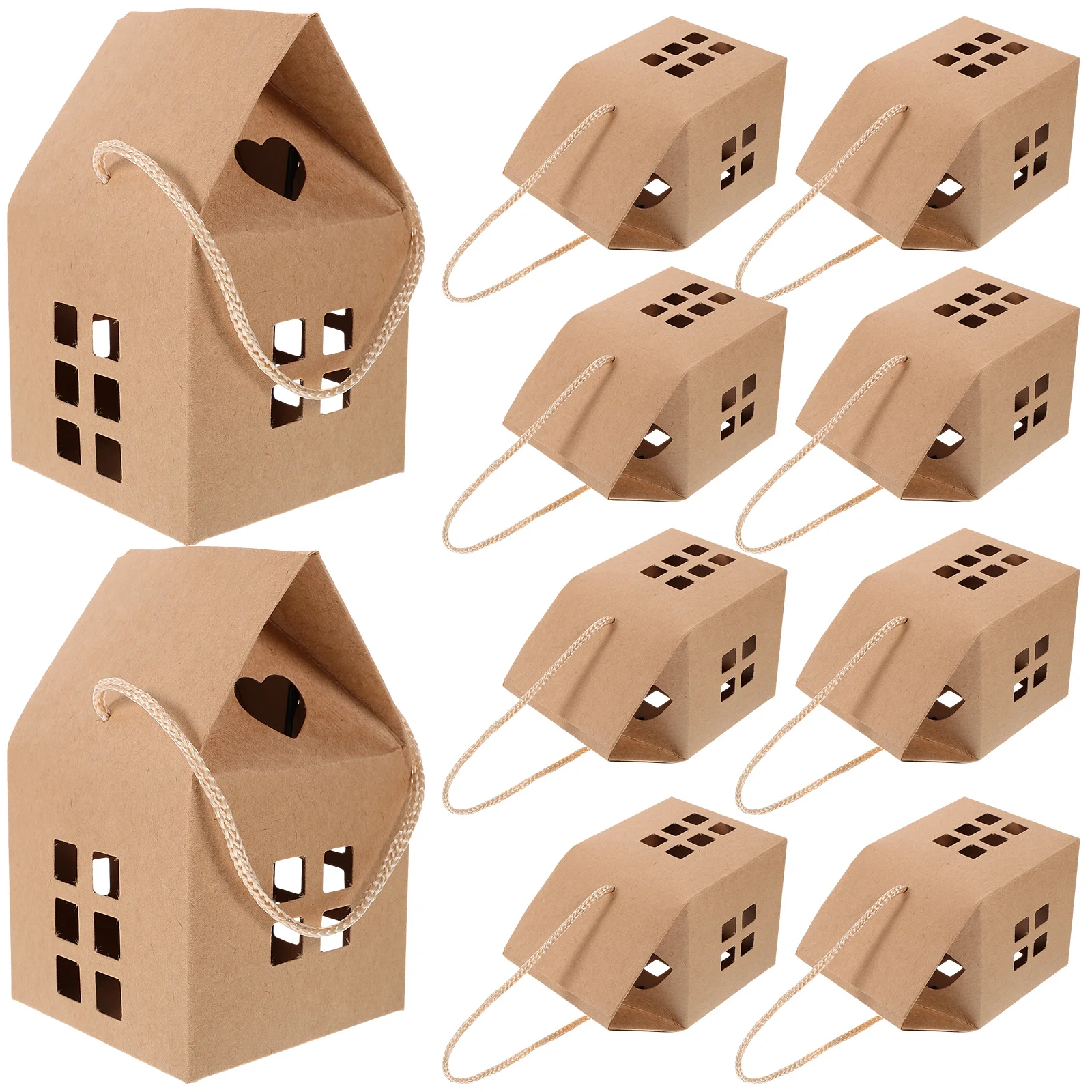 

15Pcs House Shaped Paper Boxes Handheld Present Bags Multi-function Candy Boxes