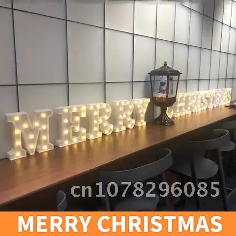

26 English Alphabet Lamp Christmas Tree Ornaments Christmas Decorations for Home Decor Luminous LED Letter Light Navidad Kerst