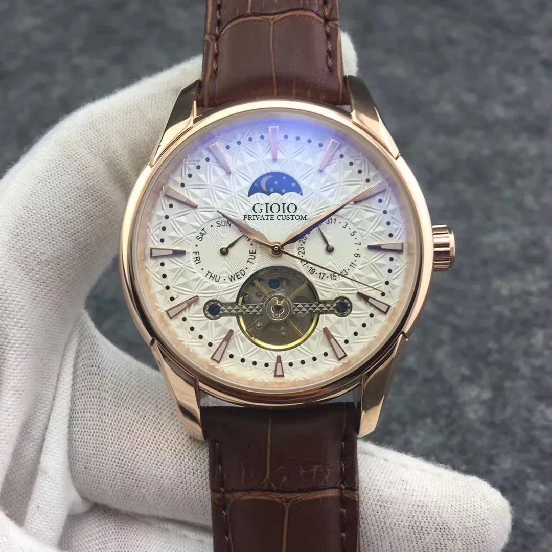 Luxury New Men Automatic Mechanical Watch Brown Leather Black Moon Phase Tourbillon Sport Watches
Luxury New Men Automatic Mechanical Watch Brown Leather Black Moon Phase Tourbillon Sport Watches