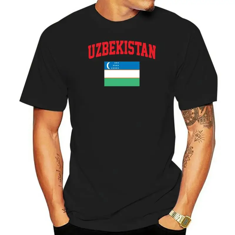 

Uzbekistan Flag T-Shirt - White 2023 New Brand-Clothing T Shirts Hip-Hop Simple Splicing Tee Tops Printed T-Shirt