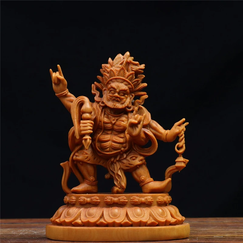 

XS658-11CM Boxwood God of Wealth Buddha Figurine Carving Tibetan Bala Sculpture Home Decor