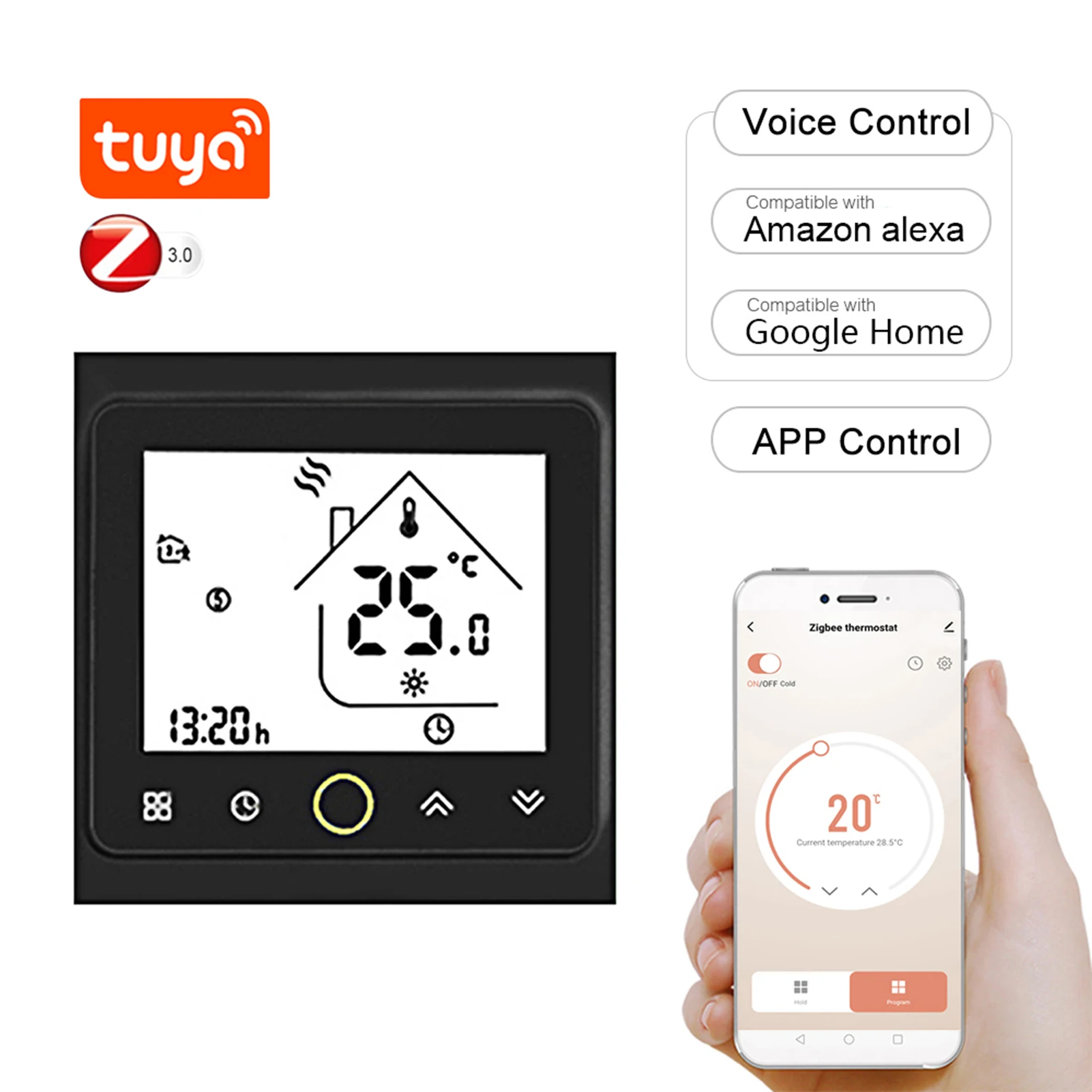 Tuya Smart Wifi Thermostat Water Floor Heating LCD Digital Touch Temperature Controller With Voice Control for Google Home Alexa
Tuya Smart Wifi Thermostat Water Floor Heating LCD Digital Touch Temperature Controller With Voice Control for Google Home Alexa