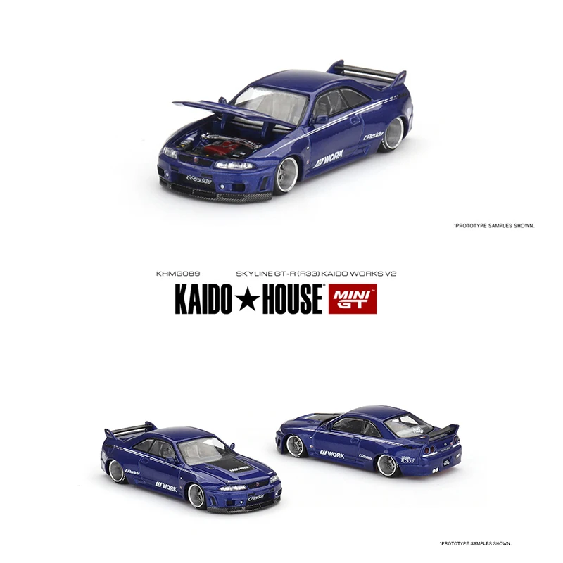 

MINIGT KHMG089 1:64 Skyline GTR R33 Openable Hood Diorama Car Model Collection Miniature Kaido House