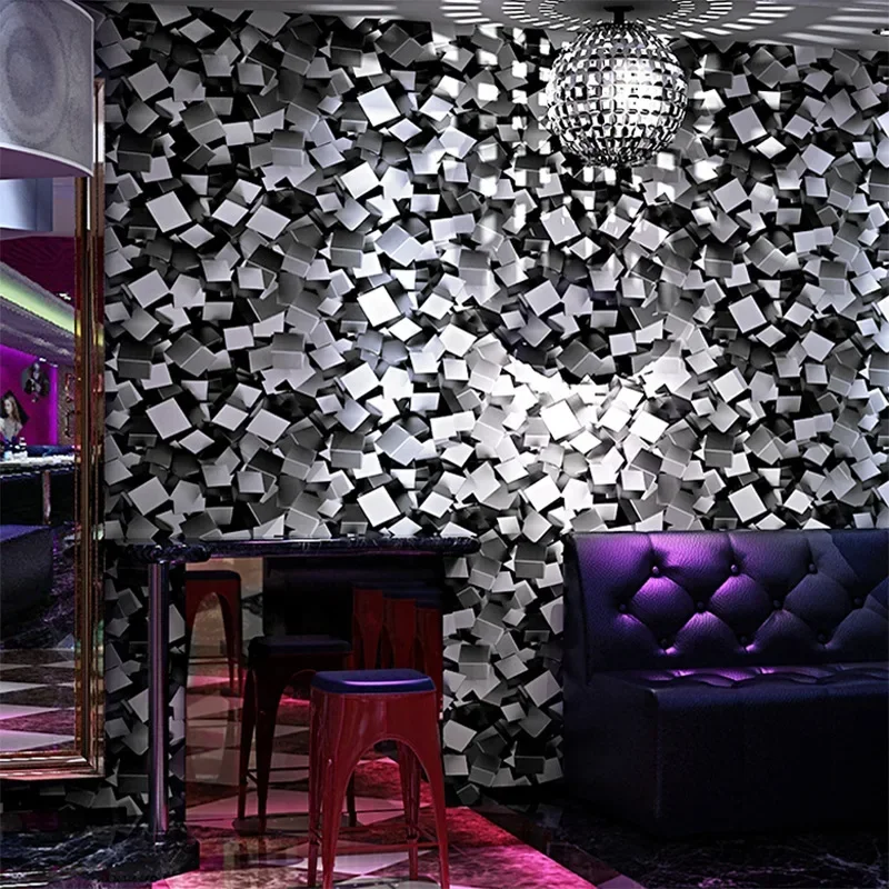 

KTV Wallpaper 3D Cool Fashion Flash Bar Hotel Fancy Ballroom Box Theme Room Ceiling Wallpaper