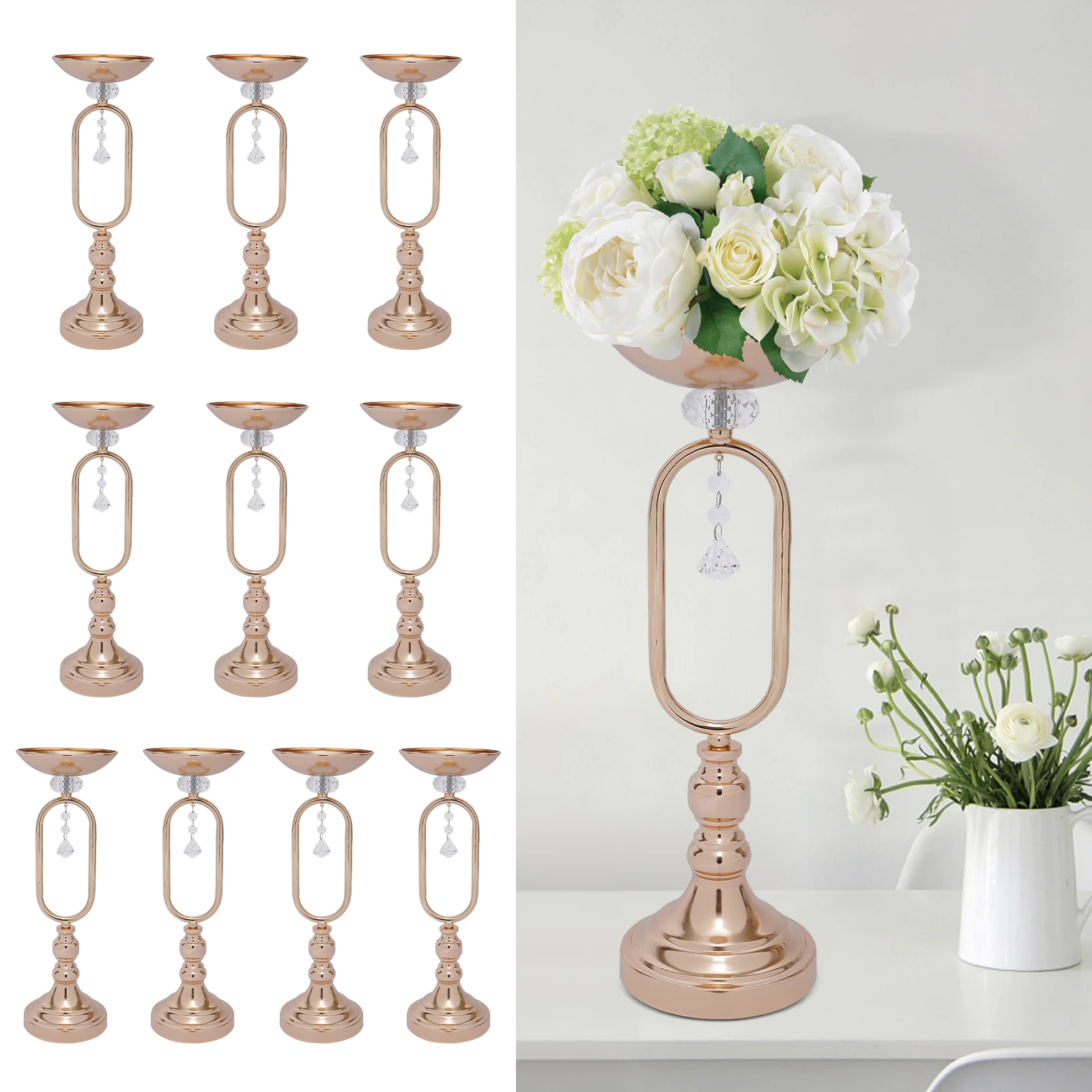 10Pcs Gold Centerpiece Vase, 17.5"H Wedding Column Candle Holder Decoration Multifunctional Metal Candle Holder Planter
10Pcs Gold Centerpiece Vase, 17.5"H Wedding Column Candle Holder Decoration Multifunctional Metal Candle Holder Planter