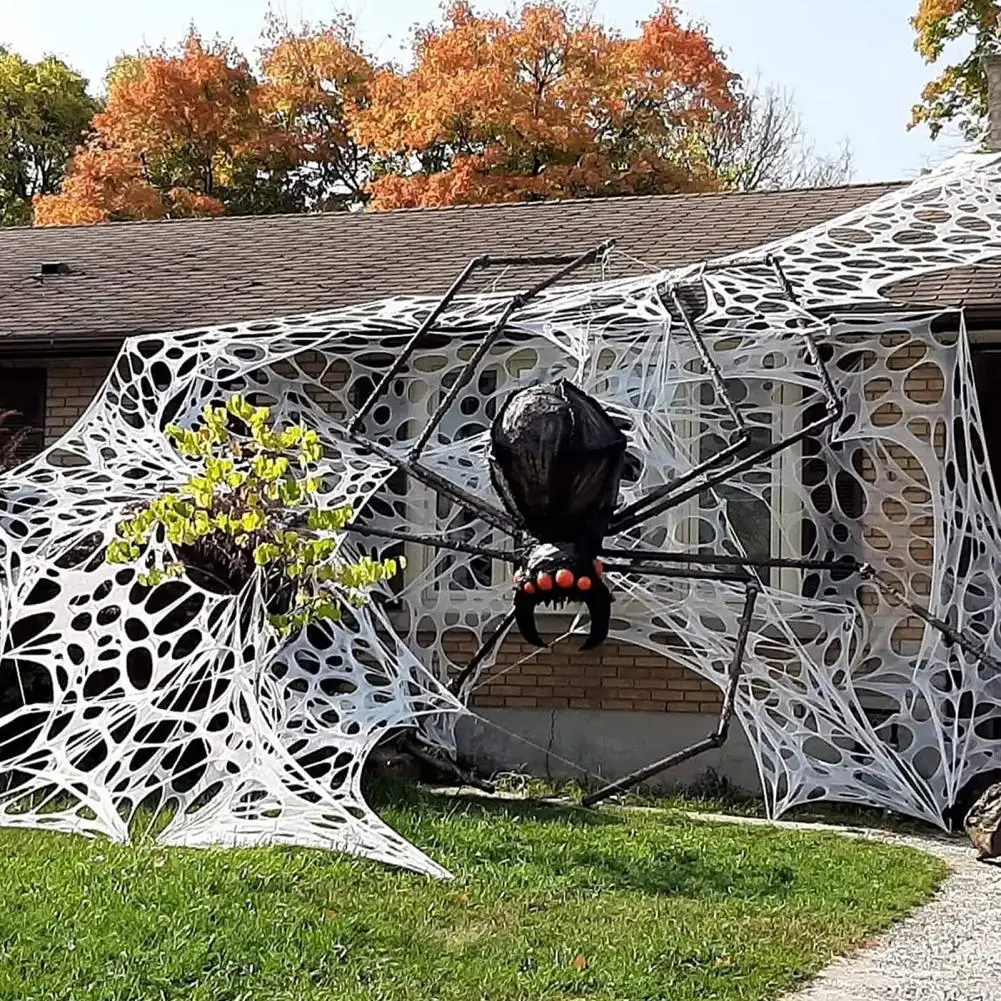 

Spider Web for Haunted House Long Spider Web for Versatile Use Spooky Diy Halloween Decor Reusable Stretchy Spider for Outdoor